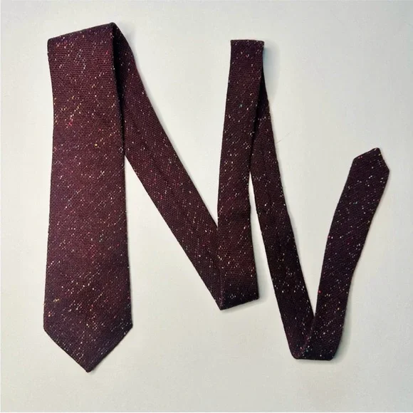Vintage 100% Scottish Wool RHODE ROYCE Knitted Flecked Maroon/Brown Classic Tie - Picture 6 of 6